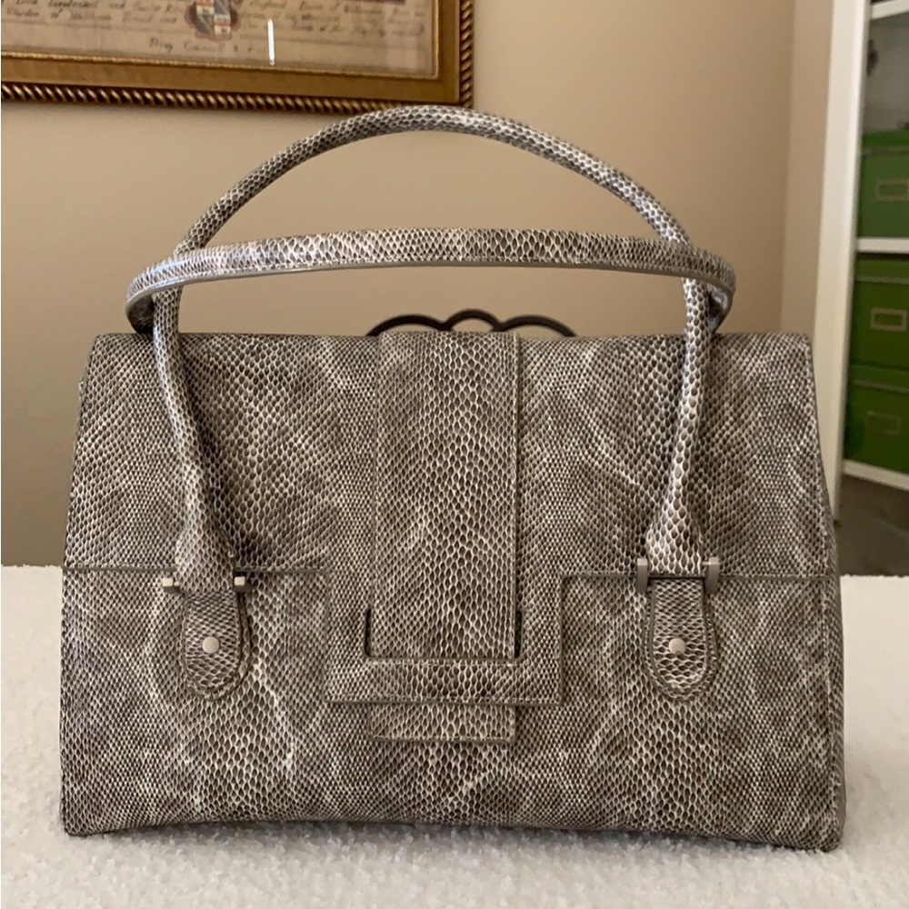 Elegant Snake Print Leather Handbag by Charlie Lapson